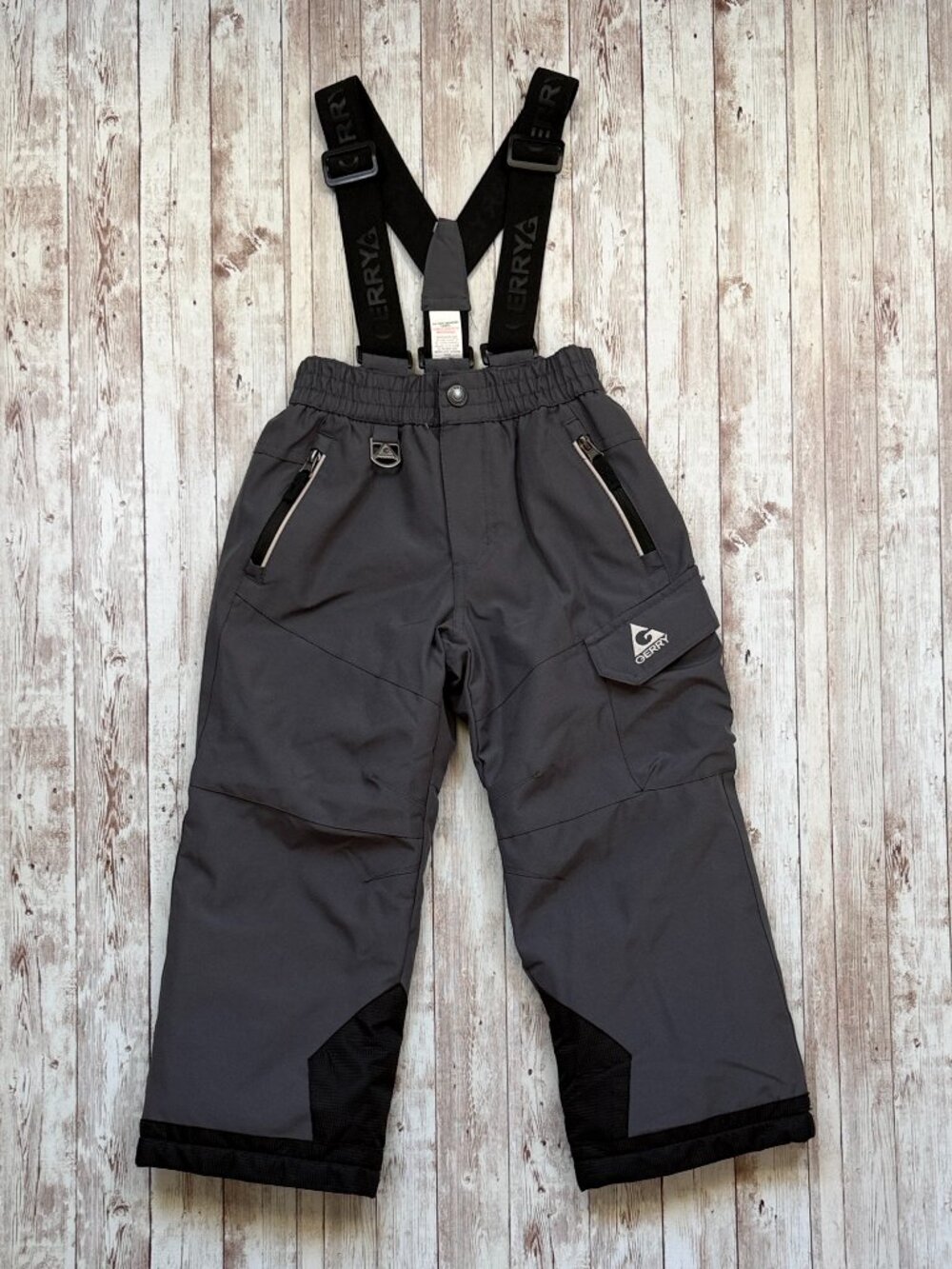 Gerry Kids Performance Ski Pants XS 5/6 Removable Suspenders Ski Pants Gray Blk